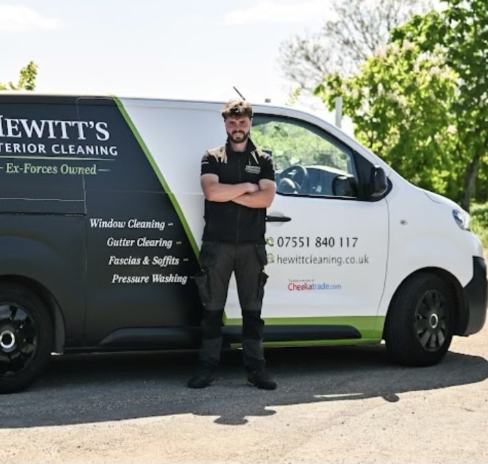 Jordan with his new two-tone Hewitt's Exterior Cleaning van